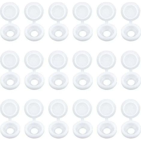 Lot de 100 Capuchons Blanc de Vis à Charnière Bouchons à Vis en Plastique pour Meubles Placards Étagères