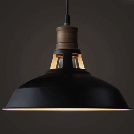 Kosilum – Suspension gamelle noire en métal – Culot E27 – Design vintage industriel – Finitions soignées pour intérieur moderne (1/5)