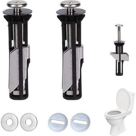 Boulons et vis universels pour siège de toilette, fixations pour siège de toilette, kit de boulons de fixation pour siège de toilette robuste, fixations à charnière supérieure à dégagement rapide (1/5)