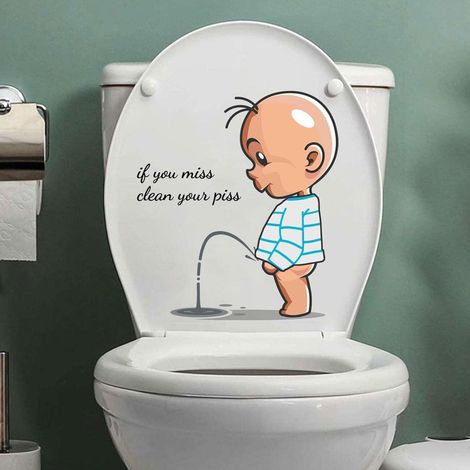 Toilettenaufkleber „Pinkel weg“, lustig/wasserfest/entfernbar, Badezimmerdekoration