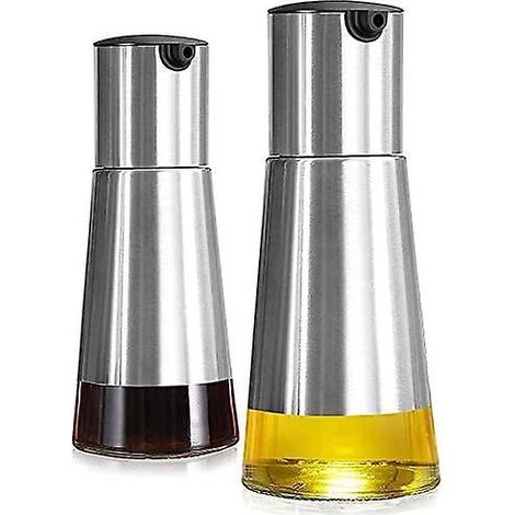 Coffret distributeur d'huile d'olive et de vinaigre 2024, lot de 2 flacons distributeurs d'huile d'olive avec élégante bouteille en verre et (1/5)
