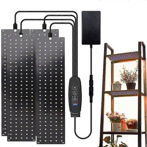 Ensemble de 4 lampes de croissance LED à spectre complet - 540 LED - 3 modes d'éclairage - Pour plantes d'intérieur - Minuterie - 10 niveaux de luminosité (1/5)