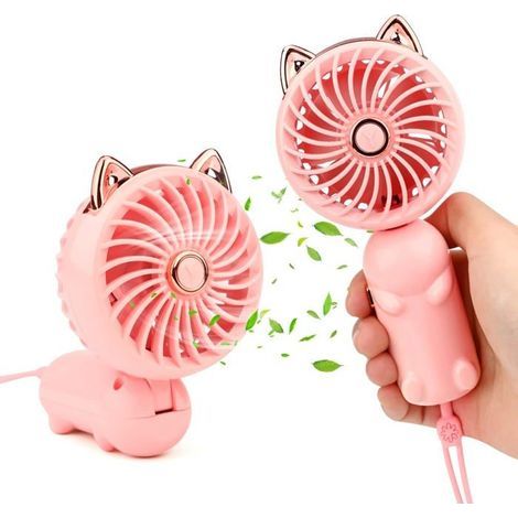 BelleRise – Kleiner, tragbarer, wiederaufladbarer Ventilator – 3 Geschwindigkeitsstufen – Ideal für Zuhause, Büro und Reisen (Pink) (1/5)
