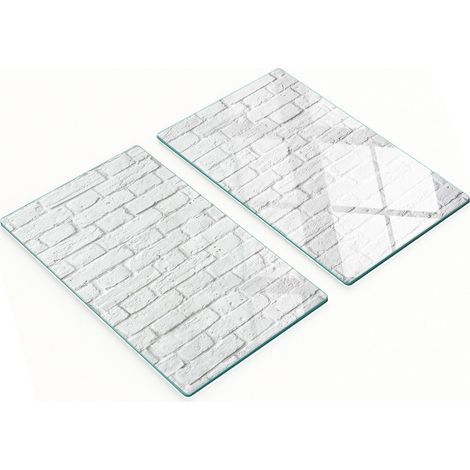 Tablas de cortar decorativas de vidrio para cocina, dise帽o de pared de ladrillo, color blanco, 2x30x52 cm.