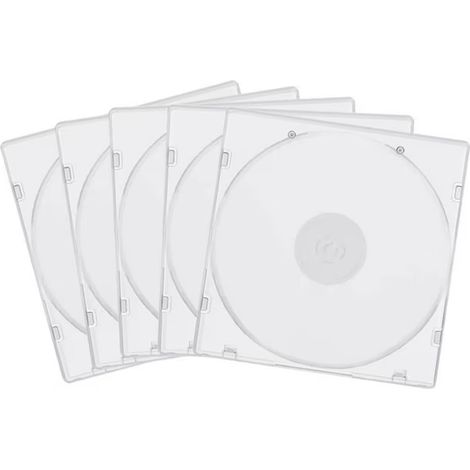 100 boîtiers CD/DVD transparents et fins en polypropylène (PP) pour disques, avec couvercle de remplacement en plastique. (1/5)