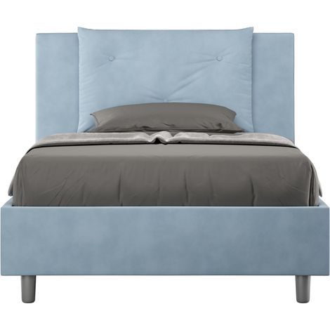 Letto 1 Piazza e Mezzo 120x200 cm con Rete e Contenitore Appia Azzurro (1/5)
