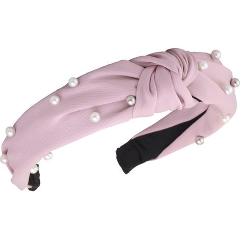 Fascia turbante realizzata in tessuto, perle rosa PER capelli DA donna, alla moda, spessa