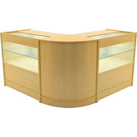 Comptoirs de Vente en MDF Érable à LED Blancs Ensemble Selene CM60 C900 3 Unités de Rangement Étagères Internes Portes Coulissantes Verouillables Réception Bureau Vêtements Bijoux [Clés INCLUS] (1/5)