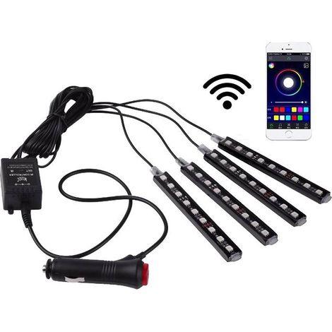 Kit de voiture LED RGB 12V - Contrôle depuis le mobile par