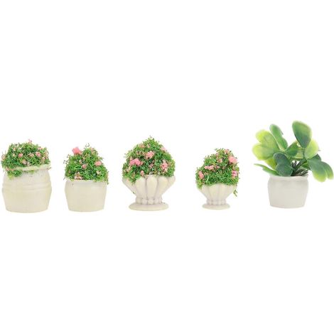 Ensemble de 5 mini-plantes décoratives en résine pour bonsaï, idéales pour les micro-paysages. (1/5)