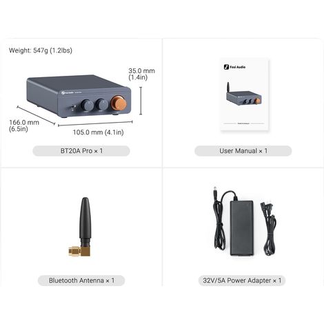 Amplificador de potencia, conectividad Bluetooth, diseño compacto, color azul con alimentación de 32 V y 220 V CA. (1/2)