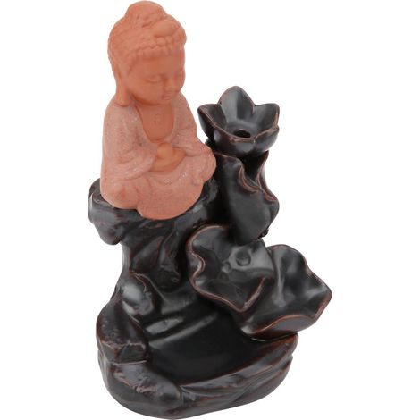 Encensoir en Céramique Moine Bouddha, Brûleur d'Encens Retour de Fumée, Déco Maison & Temple, Statue Créative, Cadeau Spirituel, Taille Unique (1/5)
