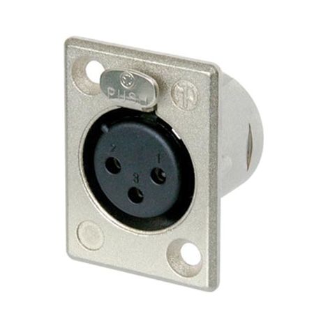 Neutrik NTR-NC3FP1 - Conector (Negro, Plata, Níquel, Poliamida, Acero, Zinc de Acero, Níquel, UL 94 HB, IEC 61076-2-103, IP 40, IEC 68-2-20, 27 mm, 36,7 mm)