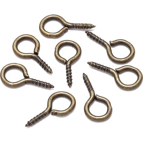 Crochet à œillet, 12x5,5 mm, bronze/fer, à visser, extérieur (1/2)