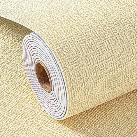 Self-Adhesive Wallpaper Removable Furniture Wallpaper 50cm x 5m Textured Grasscloth Adhesive Wallpaper for Bedroom Wardrobe, Jaune-Karteo (1/5)