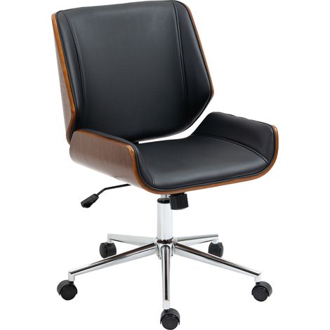 Chaise bureau design vintage réglable pivotante 360° piètement chromé gris 53 x 60 x 86-96 cm