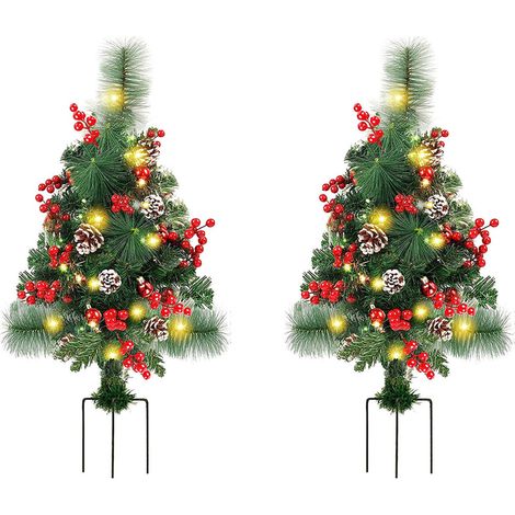 Arbre de Noël solaire lumineux pour jardin, piquet décoratif extérieur, éclairage de cour festif (1/5)