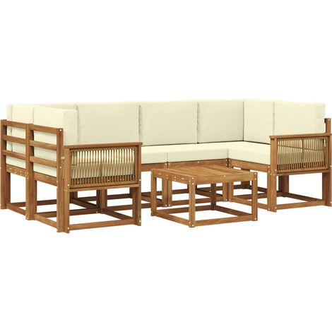 Outdoor Sofa Set 7 pcs Natural and Cream Polyester vidaXL (1/5)