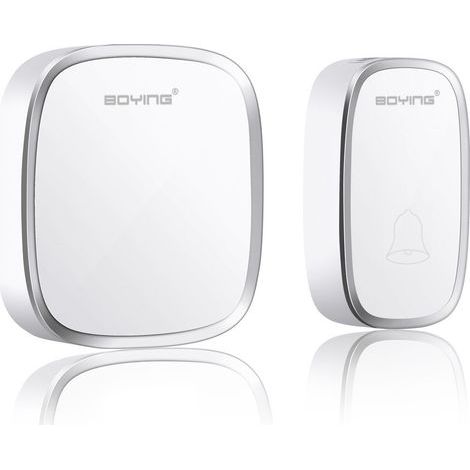 Sonnette de Porte, Carillon Sans Fil Eléctrique Etanche à 300 Mètres de Portée, Kit de Carillon avec LED flash et 36 Sonneries 4 Niveau Volumes pour Urgence, Maison, Hôtel-Un Emetteur et Un R (1/3)