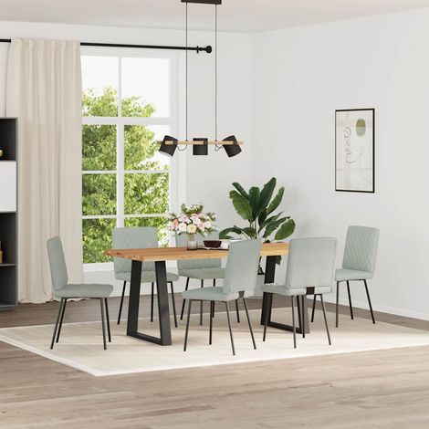 Maison Exclusive - Esszimmerstühle 6 Stk. Hellgrau Samt (1/5)