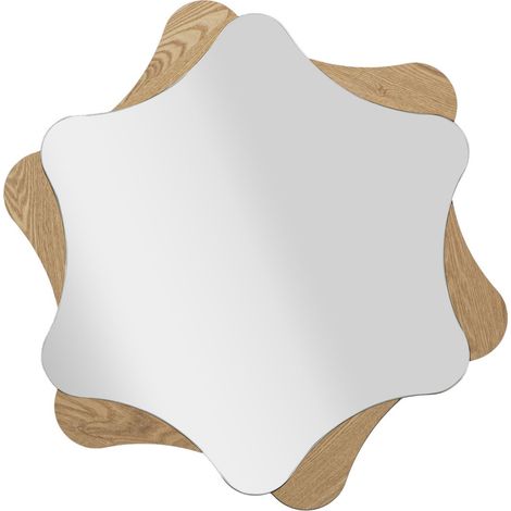Specchio da parete Star in MDF e legno di frassino naturale