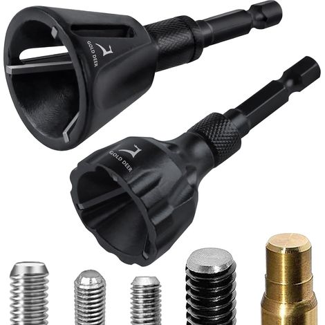 Lot de 2 outils d'ébavurage pour chanfreiner 1/8" - 3/4" et 0,63 cm - 1/4" - 2,5 cm - Foret de chanfreinage rapide à tige hexagonale - Pour tige en métal, boulon, tuyau, impression 3D, PVC (1/5)