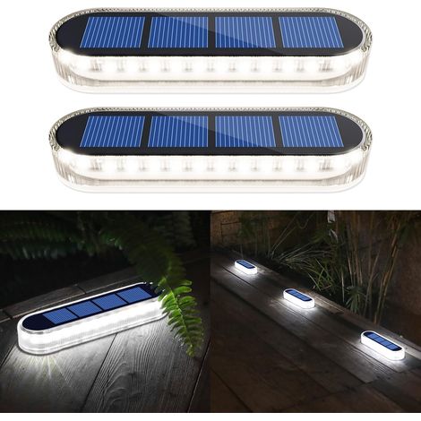 Lampe Solaire Exterieur Jardin, Lampe Solaire Exterieur, Lumière Blanche 5700K LED Spot Solaire Exterieur Avec Auto On/Off Lampadaire Exterieur IP68 Etanche Solaire Luminaire Exterieur, 4 pcs (1/5)