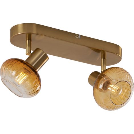 QAZQA teddy - Spot plafond, plafonnier - 2 lumière - L 39.5 cm - Doré - Moderne - éclairage intérieur - Salon I Chambre I Cuisine I Salle à manger