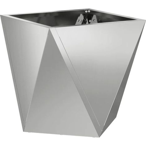 Fioriera quadrata in stile moderno da esterno 30 x 30 x 30 cm design pulito in acciaio argento 020053058