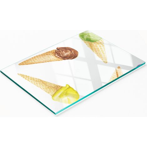 Tabla de servir de cocina de vidrio templado con gr谩fico de hielo 80x52 cm