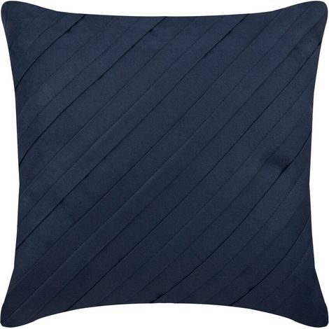 Housse de coussin plissée texturée bleu marine 50 x 50 cm, coussin carré en imitation daim uni, ensemble 1 pièce – s'harmonise avec différents styles de décoration intérieure.