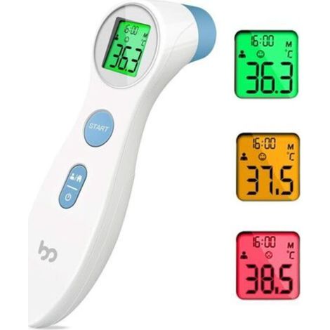Thermomètre Frontal Fiable pour Mesurer la Fièvre, Thermometre Medical Infrarouge Digital sans Contact 2 en 1 à la Lecture Directe et Précise, Ecran LCD, pour Toute la Famille Adulte Bebe(Blanc) (1/4)