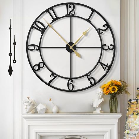 Horloge Murale Design Moderne et Vintage, Silencieuse sans Tic-Tac, Grande Horloge Murale Géante XXL, Disponible en 40 cm, 47 cm, 60 cm, 80 cm, 100 cm, Idéale pour Le Salon Cuisine Bureau (1/5)