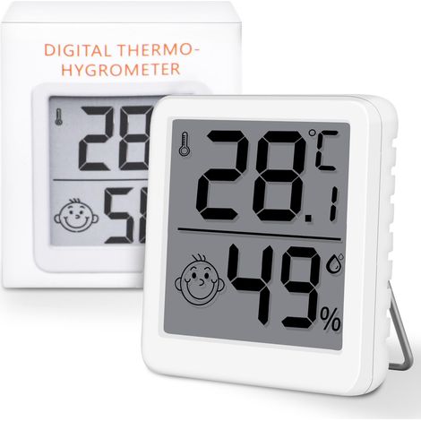 Lot Thermometre Interieur Maison, LCD Mini Digital Thermomètre avec Hygromètre, Mesure de Précision Murale pour Chambre Bébé, Culture et Cave, Blanc (1) (1/5)