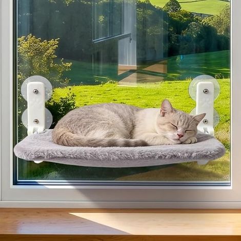 Window Hammock for Cat: Folding Window Bed with Removable Plush Stand and 4 Suction Cups Can Support Up to 20kg on Smooth Surface (1/5)