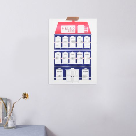Calendrier en velours Bonjour 2020 - Décoration murale en tissu pour la maison ou le bureau (1/5)