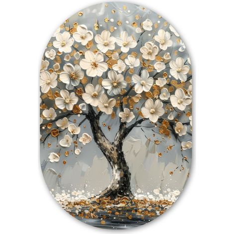 CERCHIO DA PARETE Albero - Oro - Fiori - Astratto - Arte 40x60 cm (1/5)
