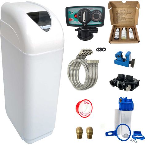 Addolcitore Acqua 14l Fleck 5600 Mv Volumetrico Meccanico Completo Di Kit Di Installazione Fatto In Francia