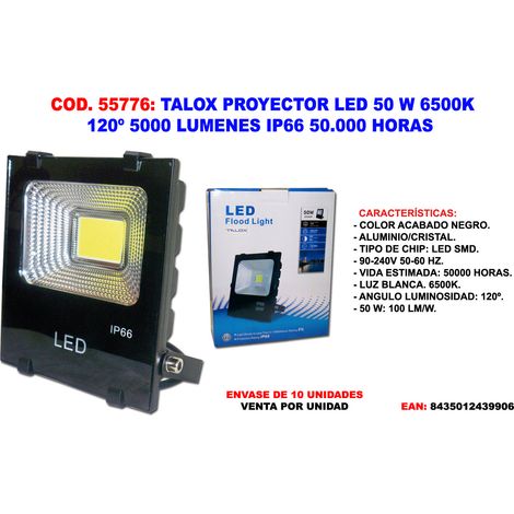 talox proyector foco led 50w 6500k 120º 5000 lumen ip66 50.000 h