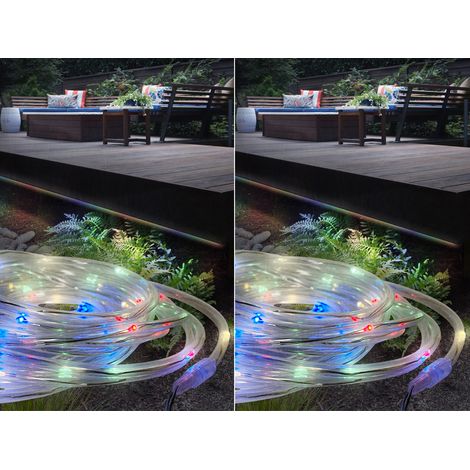 2er Set LED Solar Lichtschlauch für Außen mit RGB Beleuchtung, Länge 4,9 Meter (1/5)