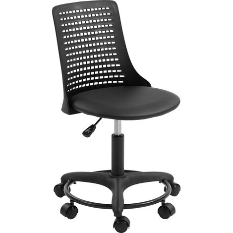 Fauteuil de bureau sans bras, pivote, dossier ajouré, hauteur réglable, noir