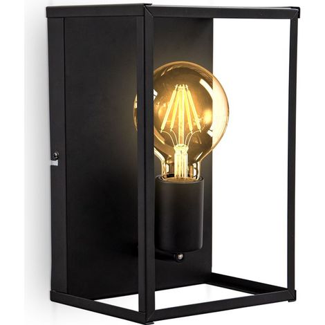 B.K.Licht plafonnier cage métal noir, lampe murale pour ampoule E27 de max 60W, ampoule non incluse, éclairage plafond & mural vintage entrée, couloir, chambres IP20
