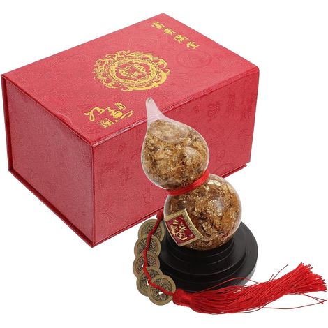 Ornement Feng Shui en Verre et Feuille d'or de Gourde, Décoration Intérieure Créative pour Maison, Symbole de Richesse et Prospérité (1/5)