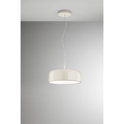 Suspension en Métal Blanc Crème Brillant, Technologie LED Intégrée, Intensité Réglable CCT 50W, Diamètre 60 cm - Marque Perenz, Qualité Supérieure