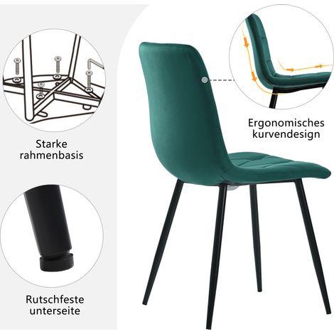 Ensemble repas 5 pièces, 1 table ronde et 4 chaises, effet marbre, en MDF, acier et velours, noir, blanc et vert (1/5)