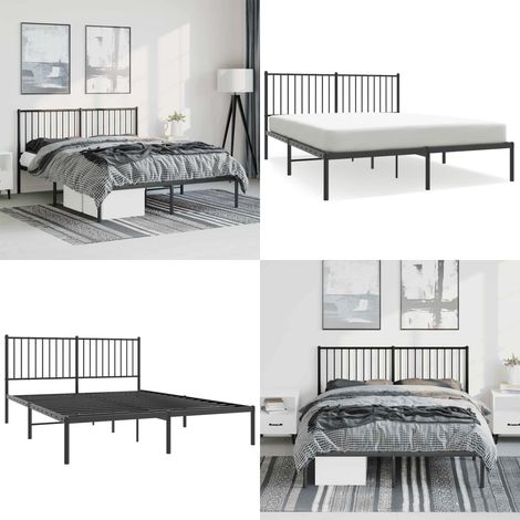 Cadre de lit métal sans matelas avec tête de lit noir 150x200cm - Cadre De Lit - Lit Double - Lit Metal - Lit Moderne - Literie - Home & Living (1/5)