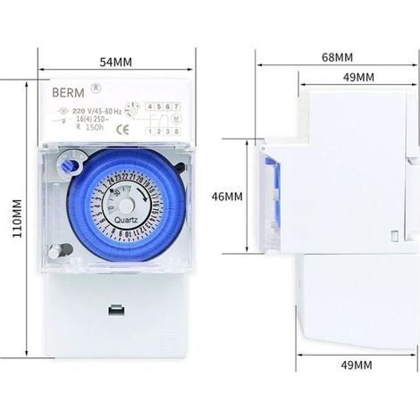 Minuterie Mécanique Étanche, Horloge Programmable 24h Programmateur pour Chauffe Eau Électrique (1/5)