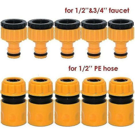 10-teiliges Set inklusive Adapter, Anschlussstück und Düse für Garten- oder Autoschlauch. (1/4)