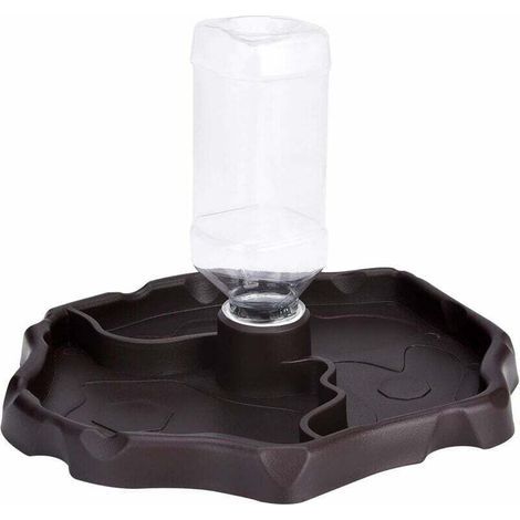 Distributeur d'eau pour Reptile, Distributeur 2 en 1 de Nourriture Anti Debordement Bol, Gam en Plastique pour Tortue Terrestre Gecko - Brun (1/5)
