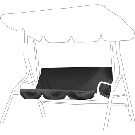 Housse de coussin de siège pour balancelle, housse de rechange imperméable pour balancelle 3 places, convient aux balancelles d'extérieur - 1505010cm (Noir) (1/5)